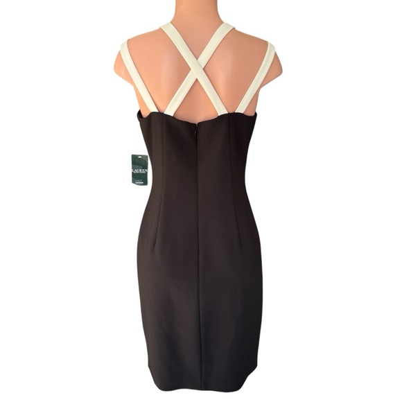NWT Lauren by Ralph Lauren black & pearl two-tone sleeveless cocktail dress- 10 - Picture 3 of 7
